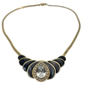 Trifari Gold Tone Crystal Necklace